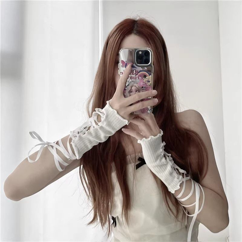 Fingerless Glove Knit - Guanti senza dita con lacci per
