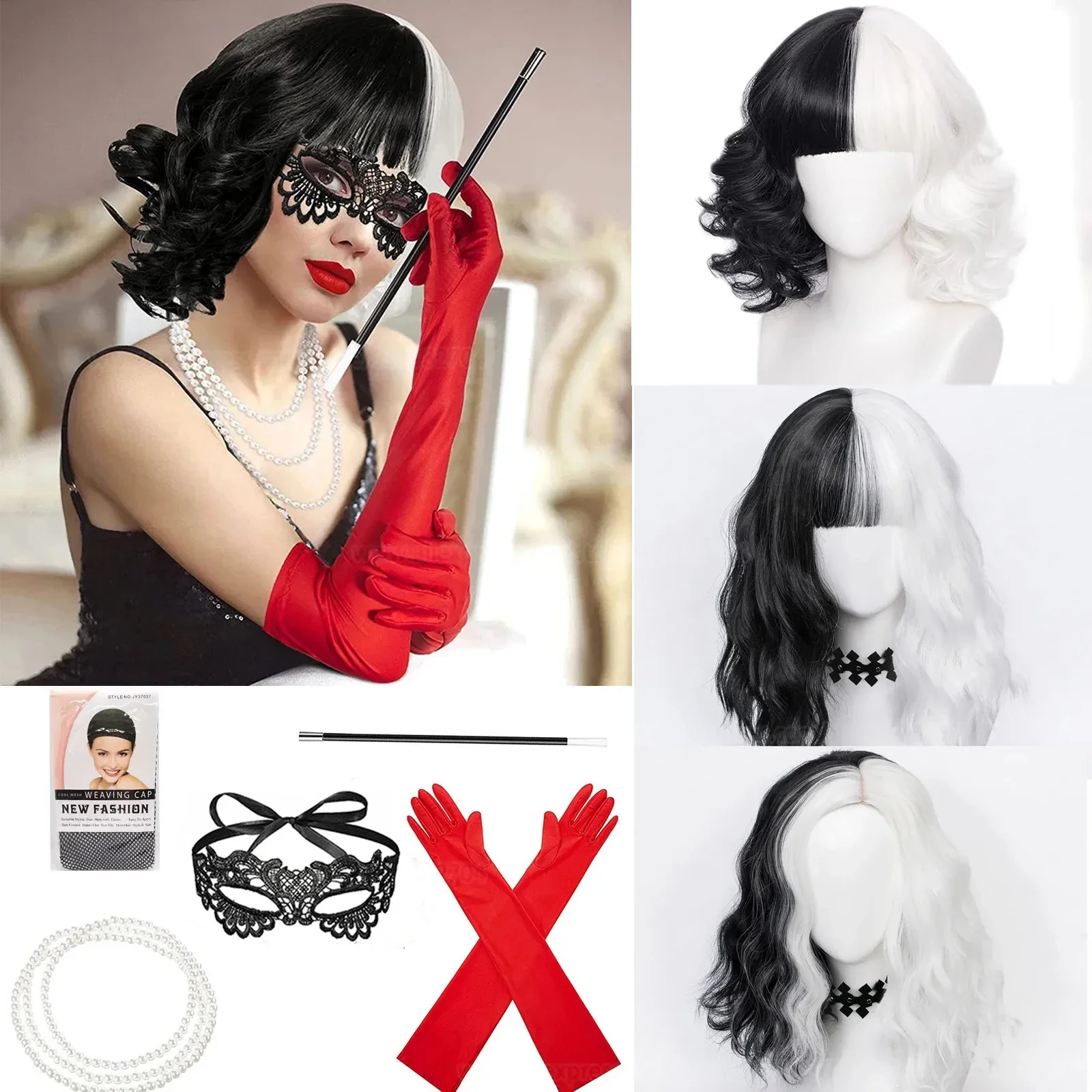 Heat Resistant Glove - Anime Cruella de Vil parrucca Cosplay