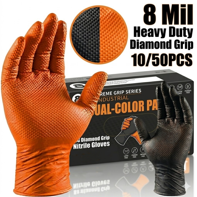Nitrile Mechanic Glove - Guanti in Nitrile Arancioni Resistenti 8