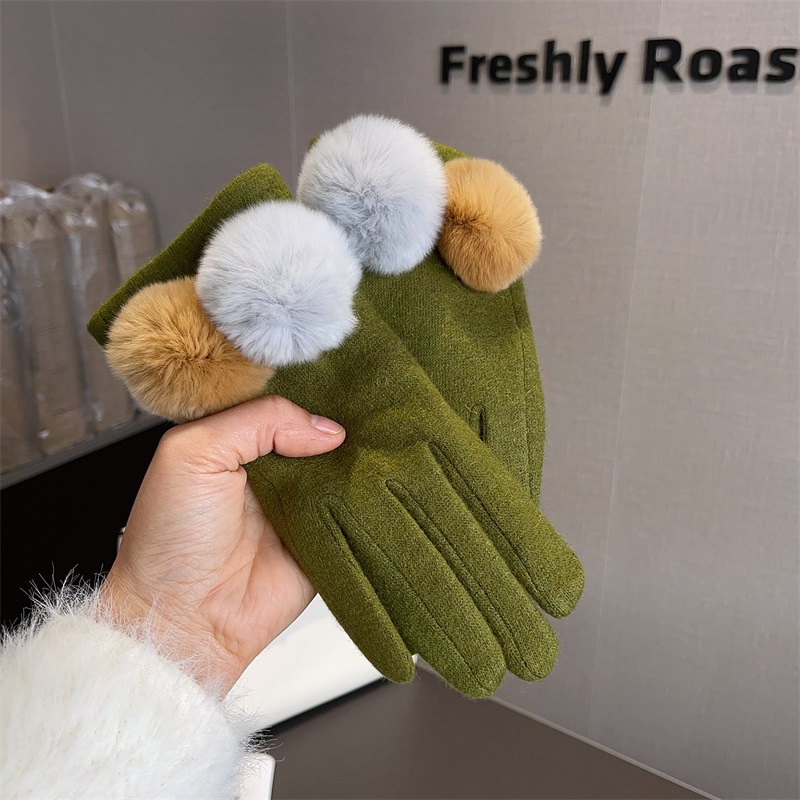 Wool Glove Lined - Guanti da donna in lana scozzese
