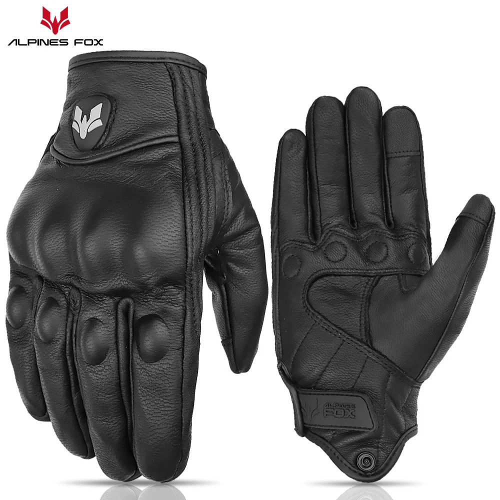 Motorcycle Glove Knuckle - Guanti da moto unisex in pelle
