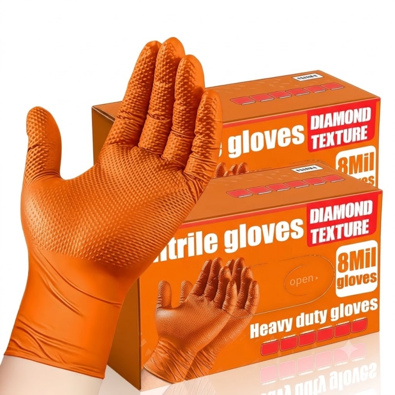 Nitrile Mechanic Glove - Guanti in Nitrile Arancioni Resistenti 8