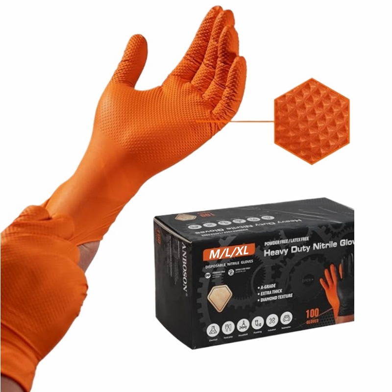 Nitrile Mechanic Glove - Guanti in Nitrile Arancioni Resistenti 8