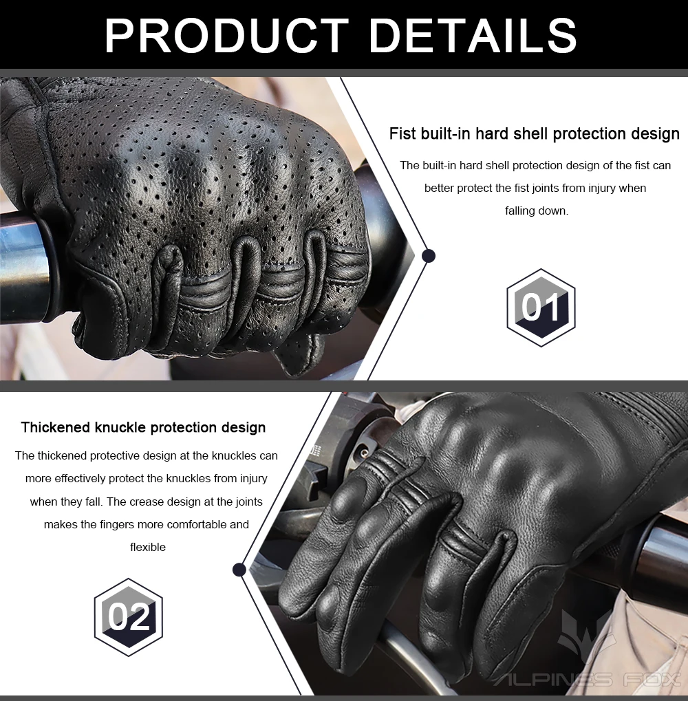 Guanti da moto unisex in pelle - Motorcycle Glove Knuckle recensione e prezzo